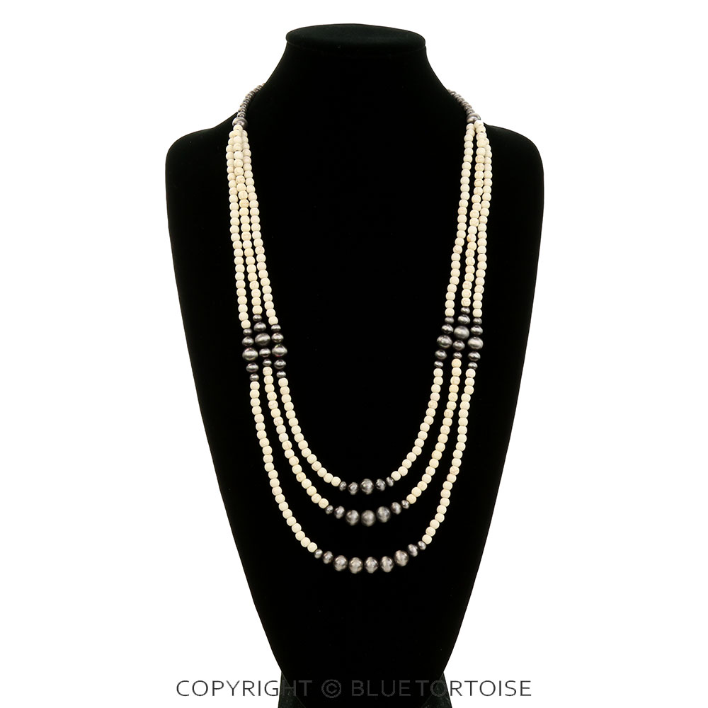3-In-1 Navajo Style Pearl & Semi Stone Necklace - Image 2