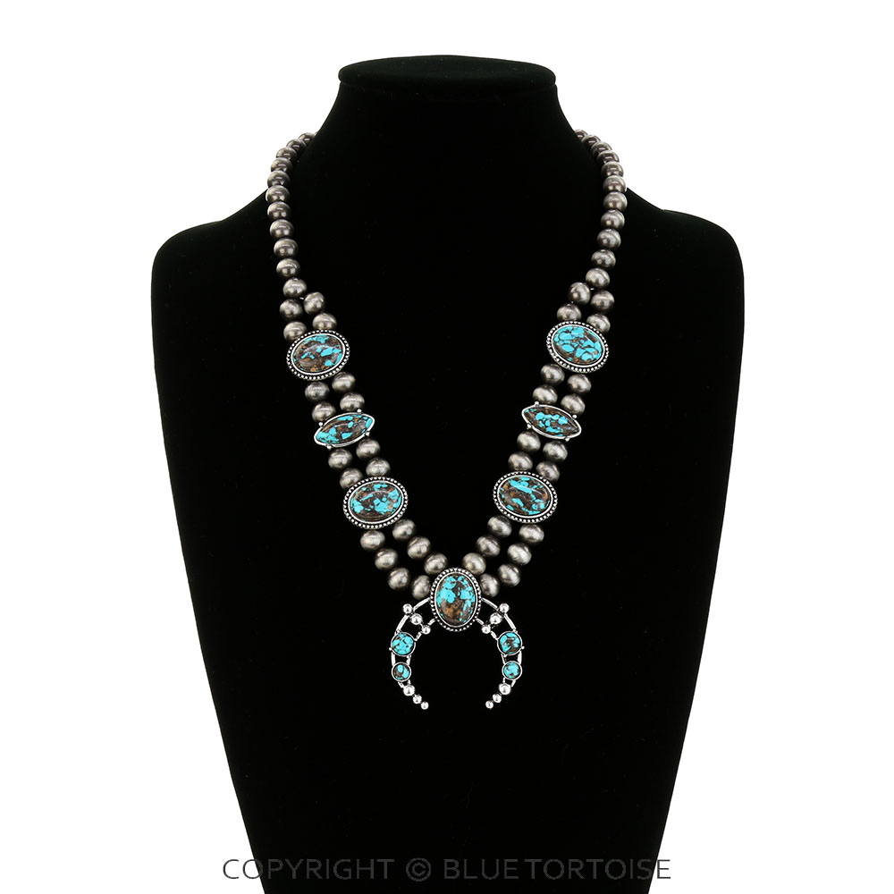 Western 3D Ball Squash Blossom Necklace - Image 2