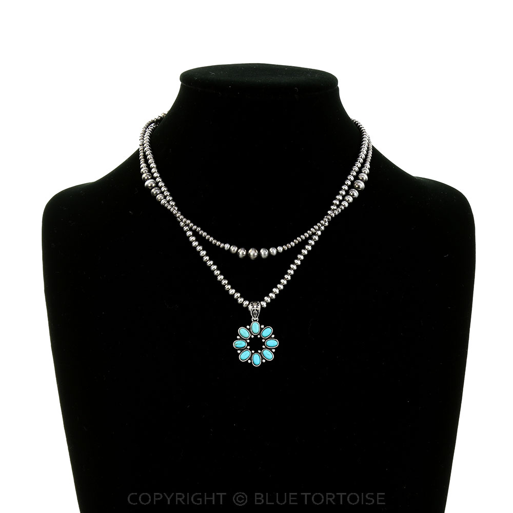 2 Row Western Concho Stone Necklace - Image 2