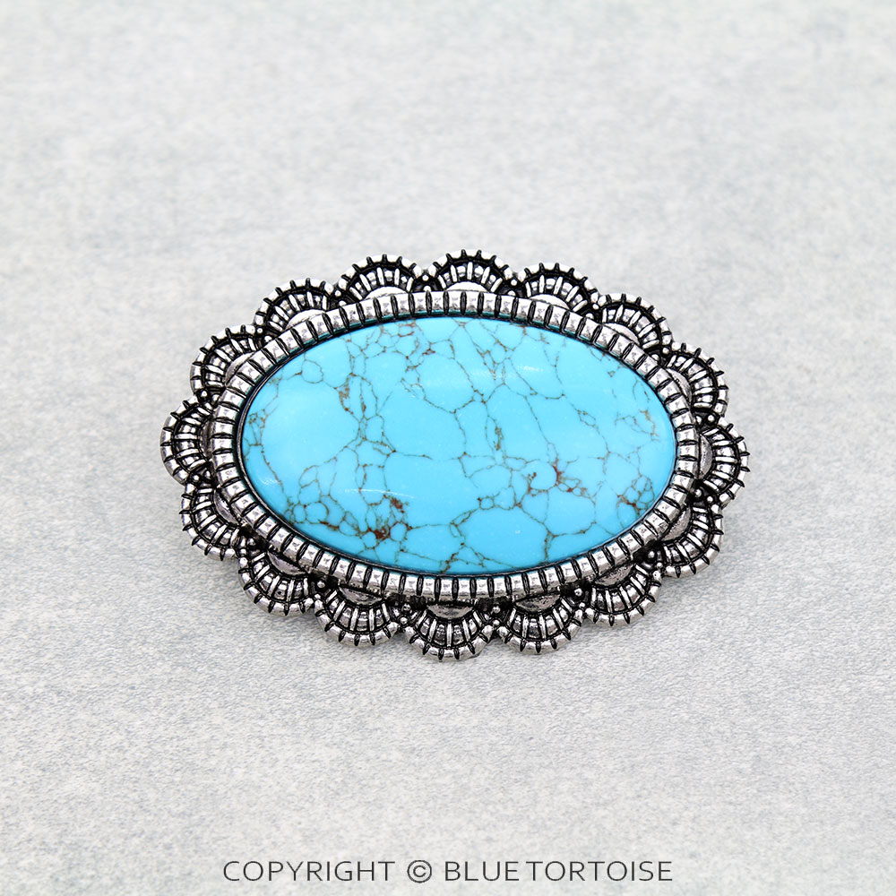 Western Concho Stone Belt Buckle