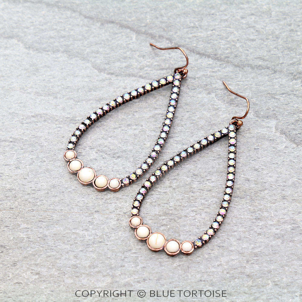 Western Teardrop Stone Dangle Earrings