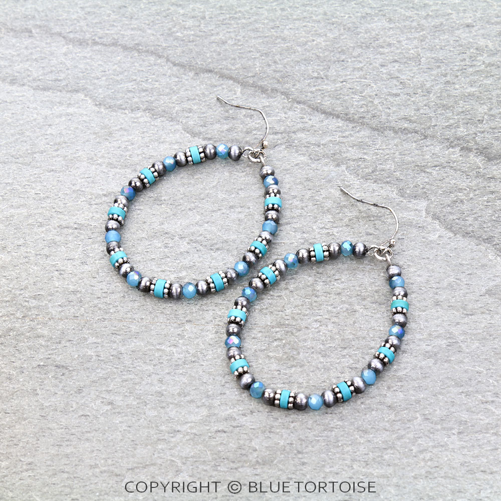 Western Mixed Bead Teardrop Dangle Earrings