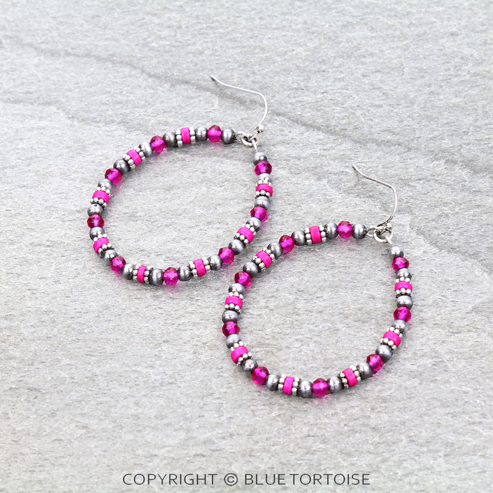 Western Mixed Bead Teardrop Dangle Earrings