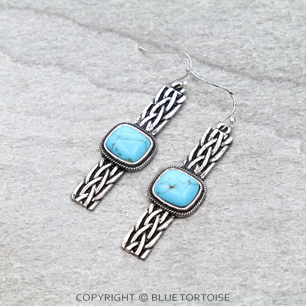 Western Bar Stone Dangle Earrings