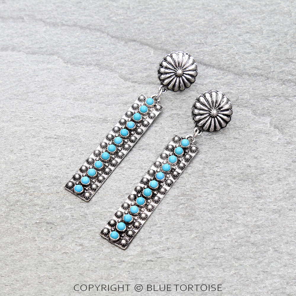 Western Bar Concho Stud Earrings