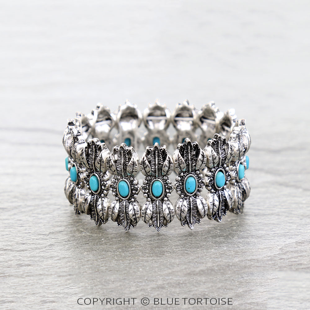 Western Leaf Stone Stretch Bracelet