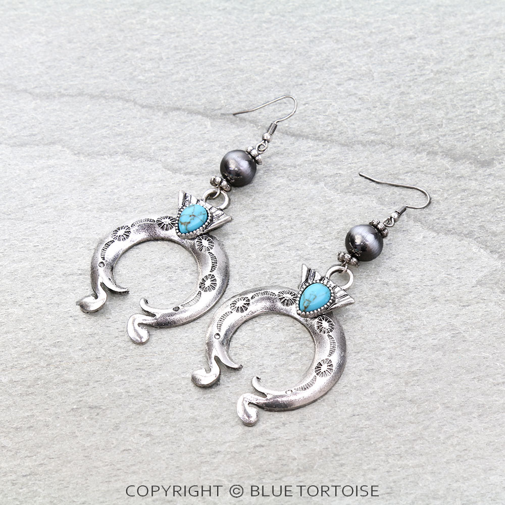Western Squash Blossom Stone Dangle Earrings