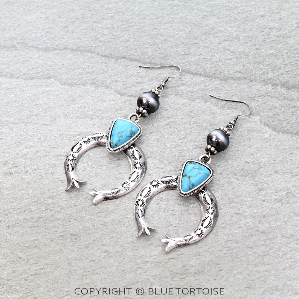 Western Squash Blossom Stone Dangle Earrings