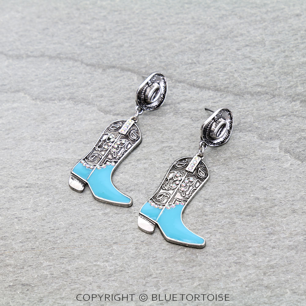Western Cowboy Boot and Hat Stud Earrings