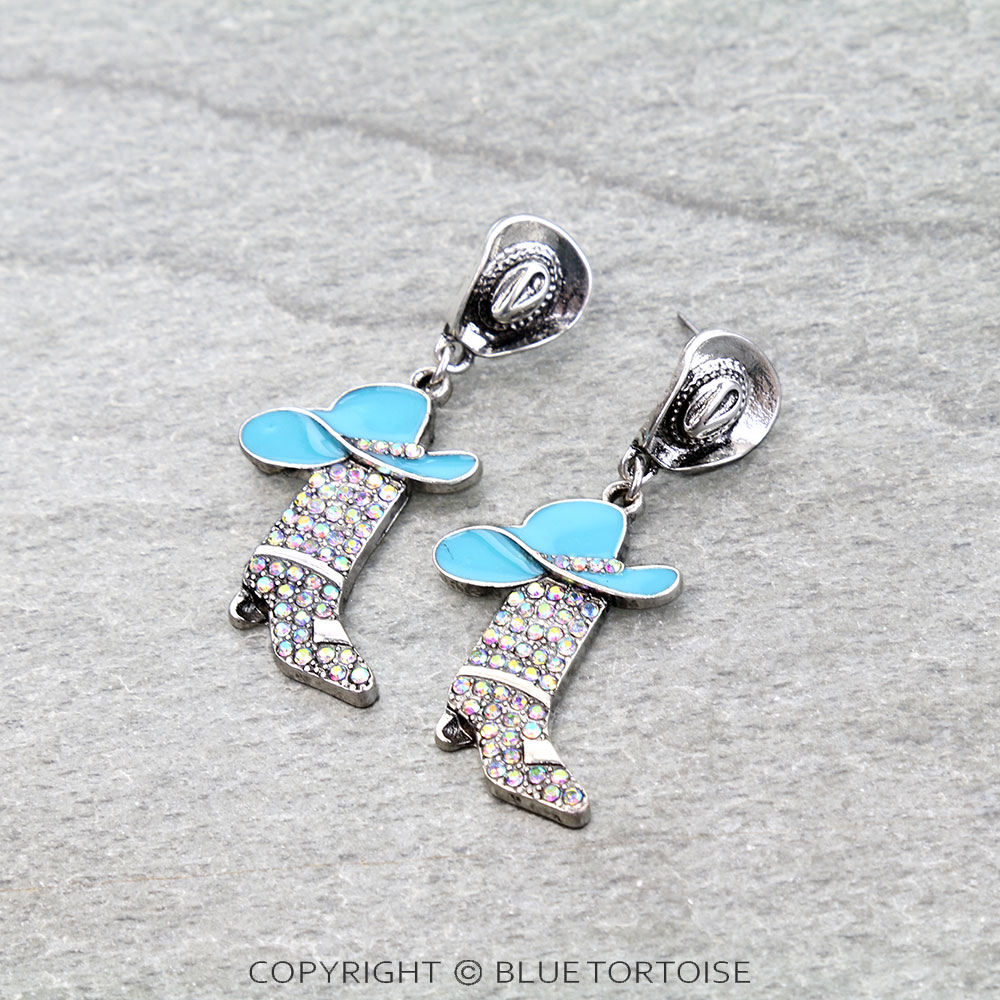 Western Cowboy Boot and Hat Stud Earrings