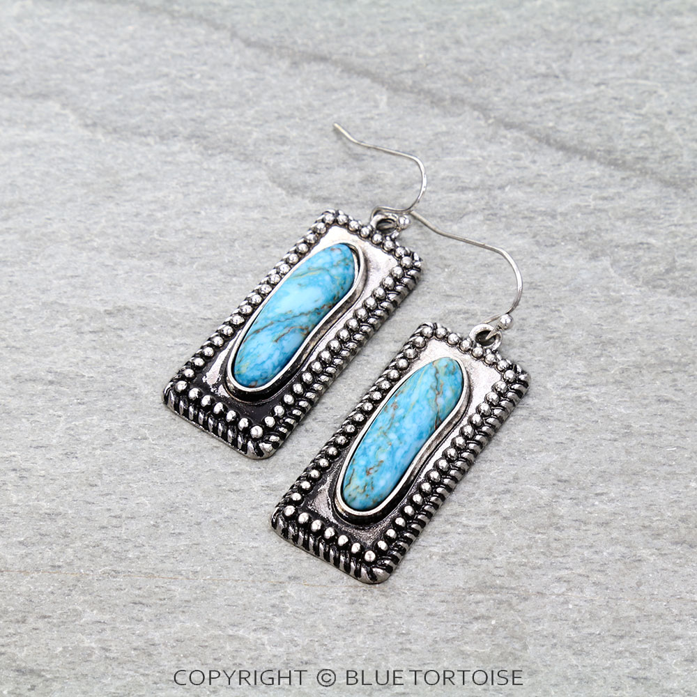 Western Bar Stone Dangle Earrings