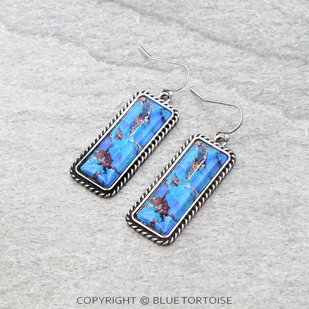 Western Bar Stone Dangle Earrings