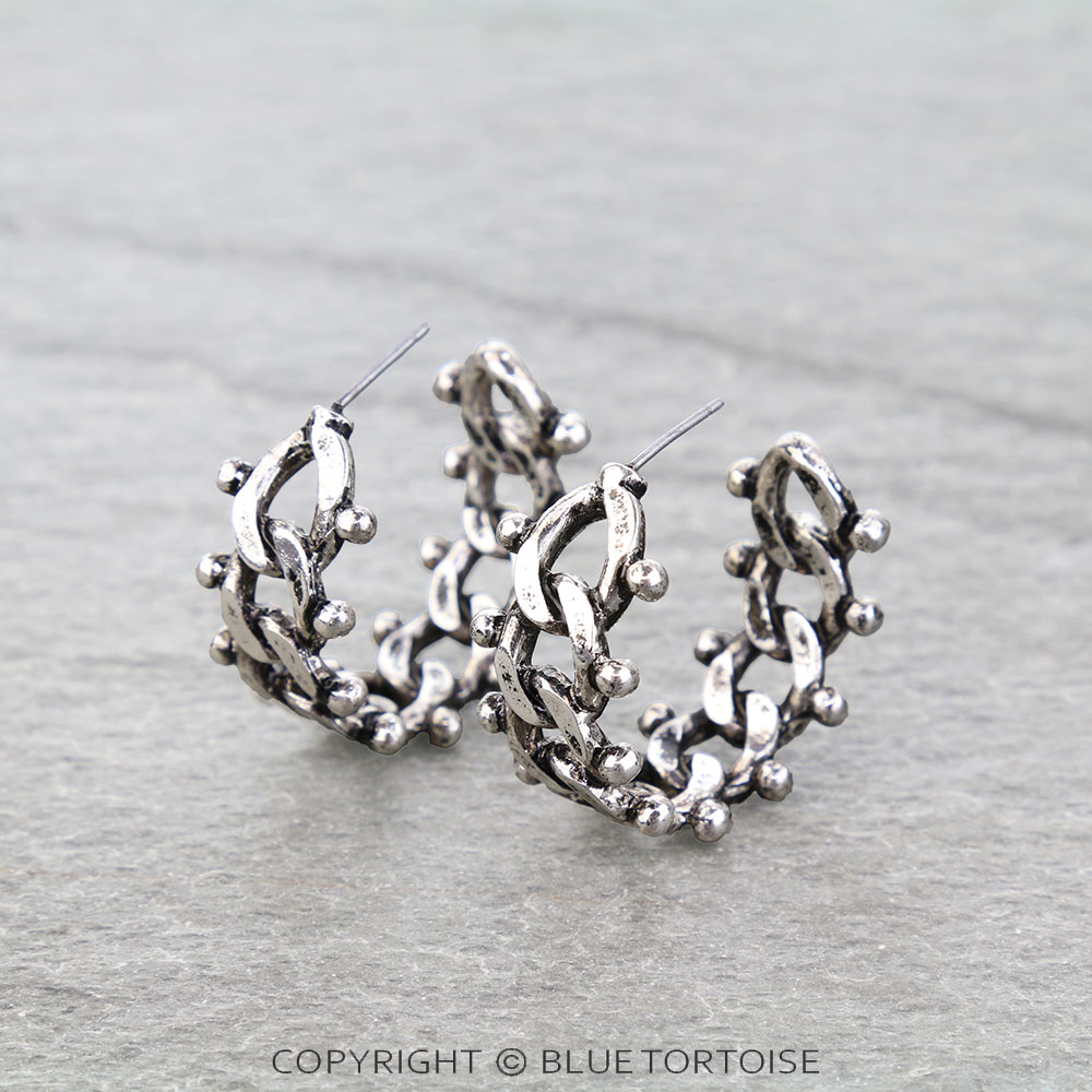 Western Ball TXR Chain Hoop Earrings - Image 4