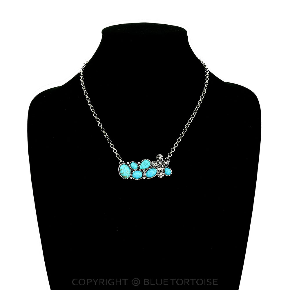 Western Ball Cross Stone Bar Necklace - Image 2