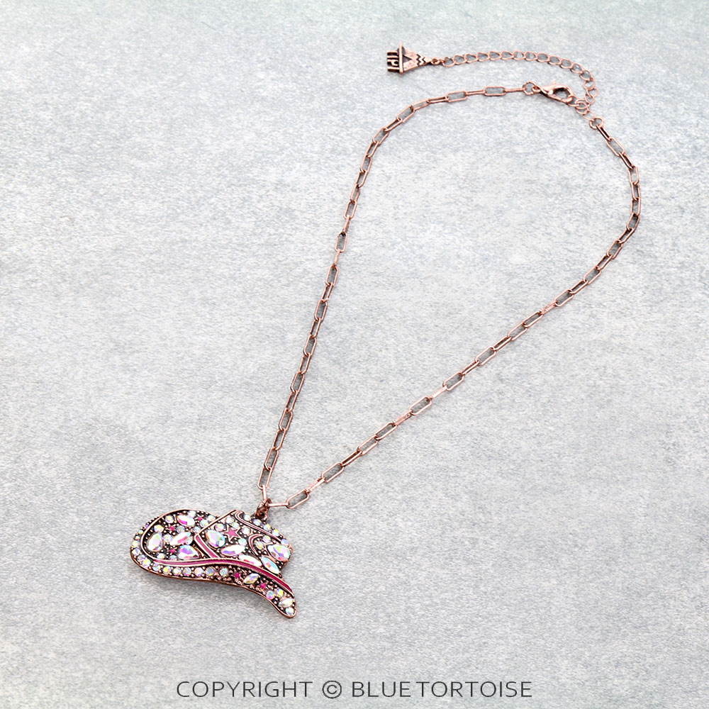 Western Cowboy Hat Stone Necklace