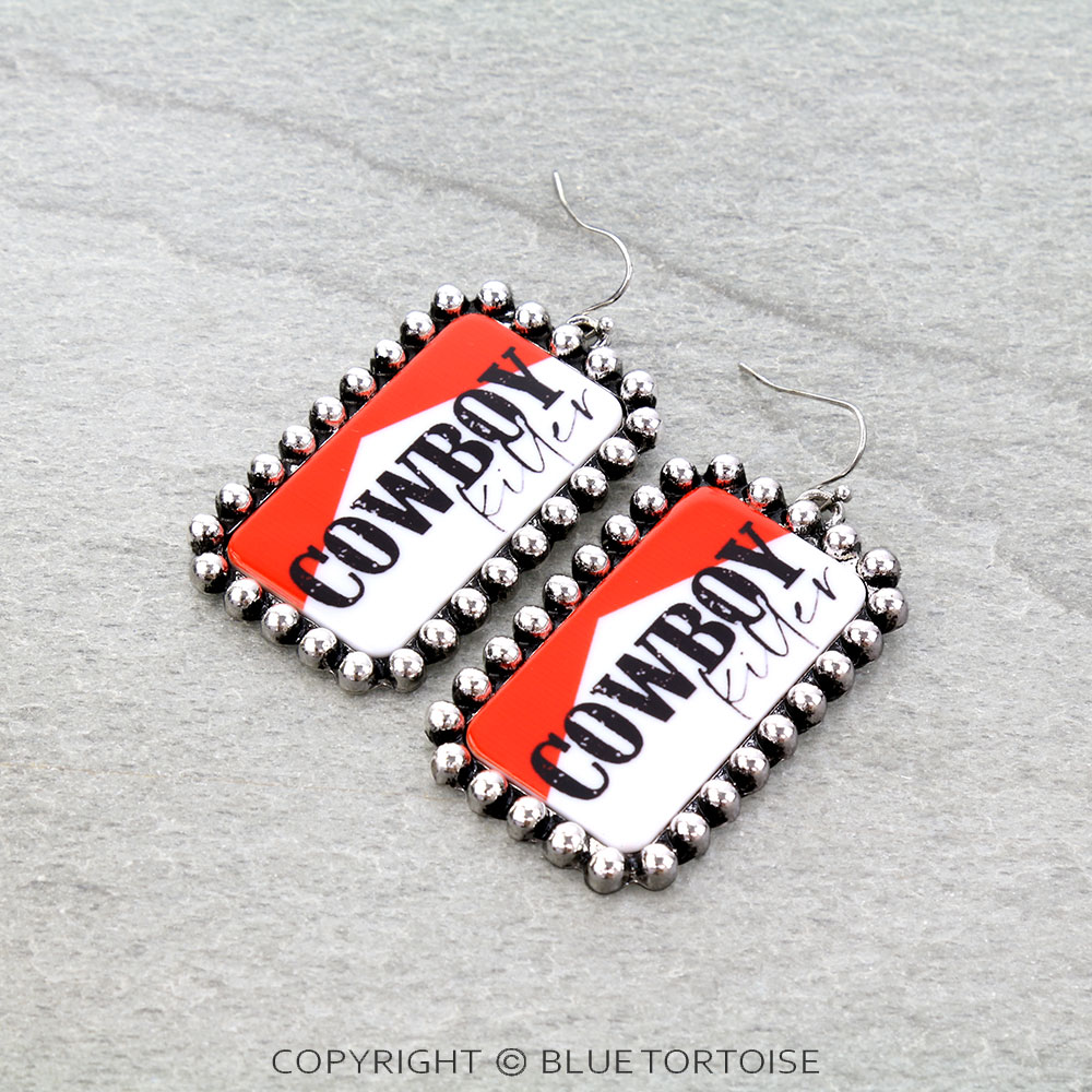 Western Cowboy Killer Rectangle Dangle Earrings