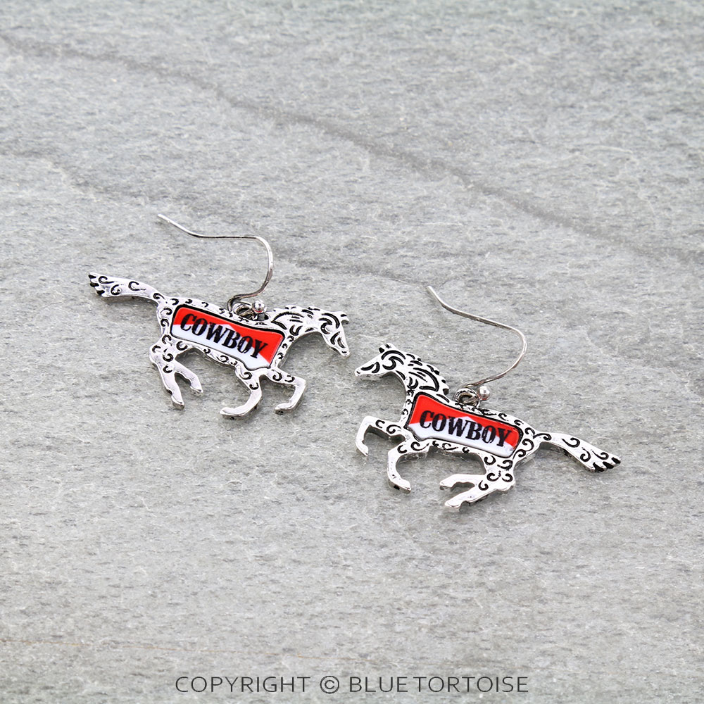 Western Cowboy Horse Dangle Earrings