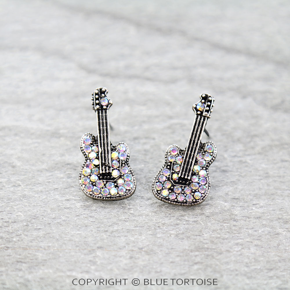 Western Guitar Stone Stud Earrings