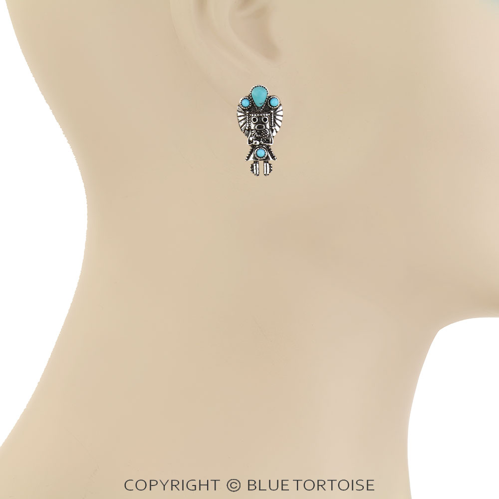 Western Tribal Guardian Stone Stud Earrings - Image 2