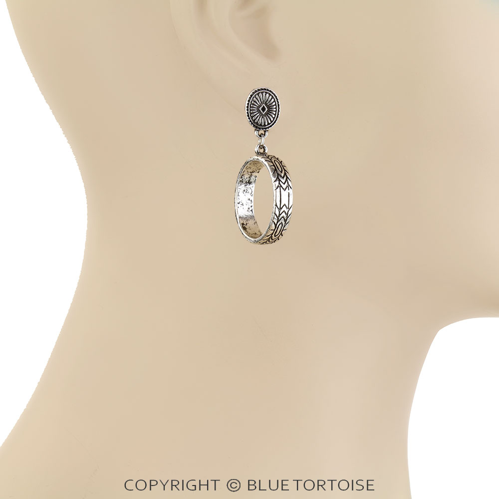 Western Concho Hoop Stud Earrings - Image 2