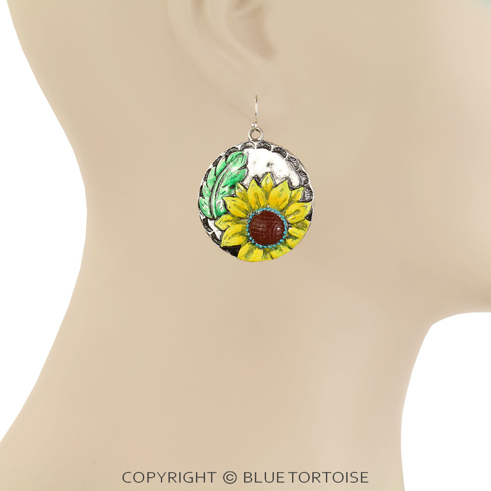 Western Sunflower Dangle Earrings - Image 2