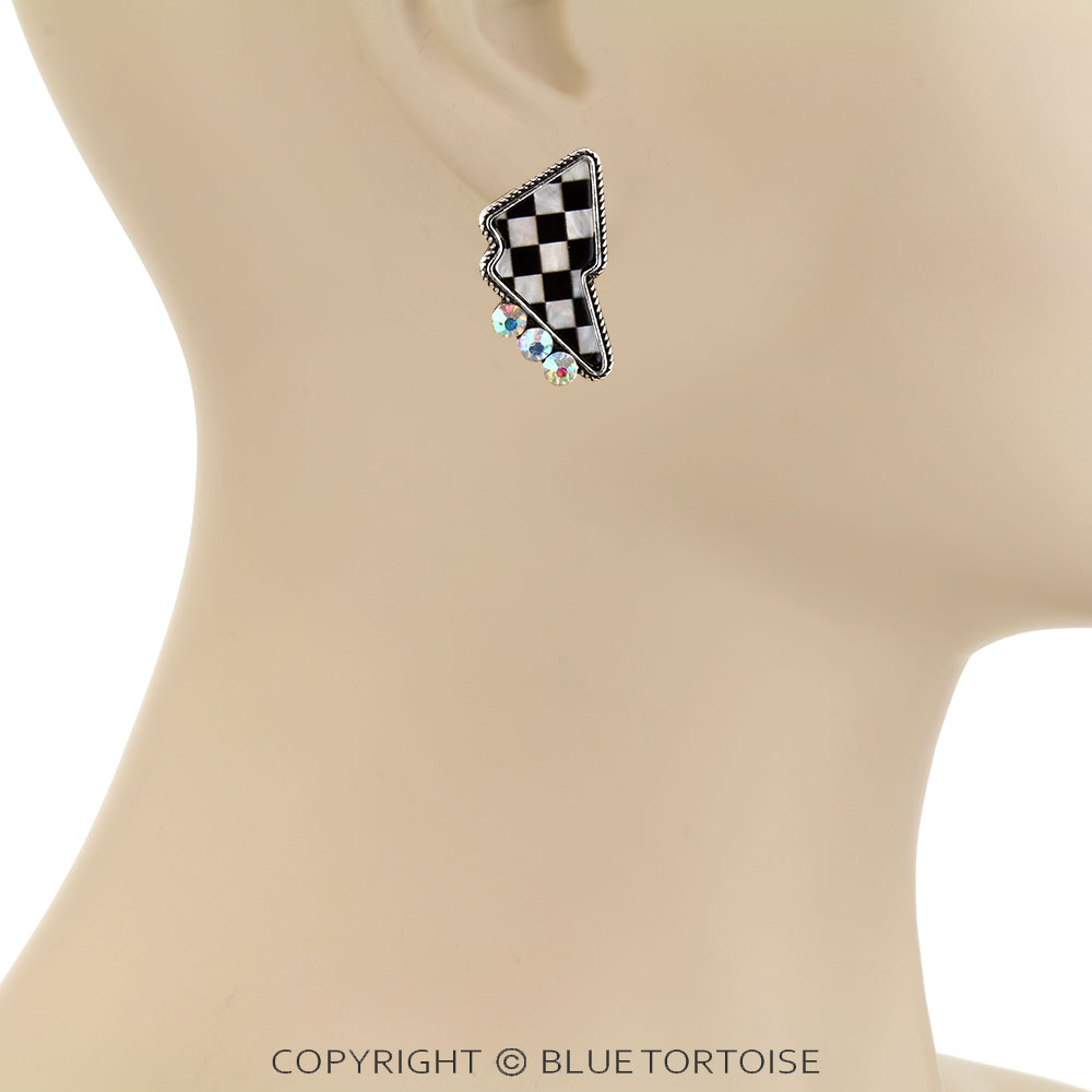 Western Checker Thunder Stud Earrings - Image 2