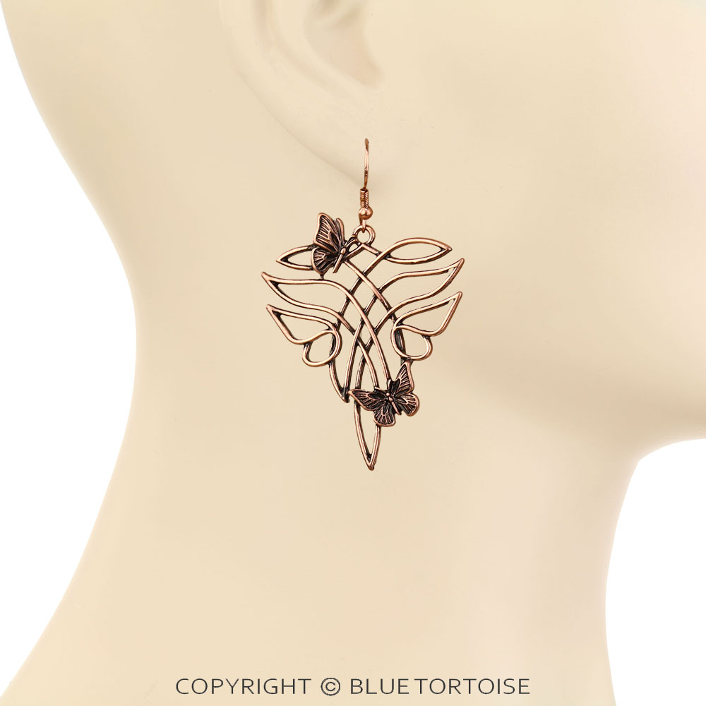 Western Boot Stitch w/ Butterfly Dangle Earrings - Image 2