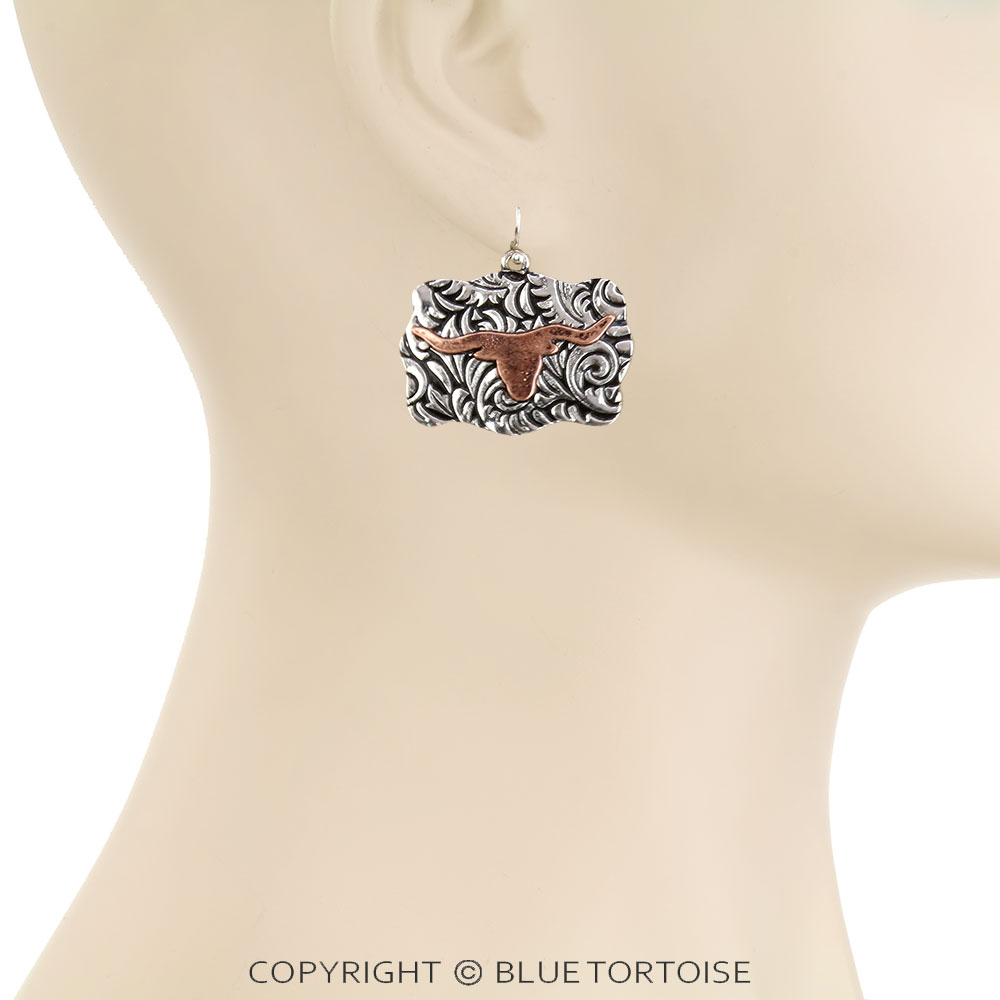 Western Steerhead Dangle Earrings - Image 2