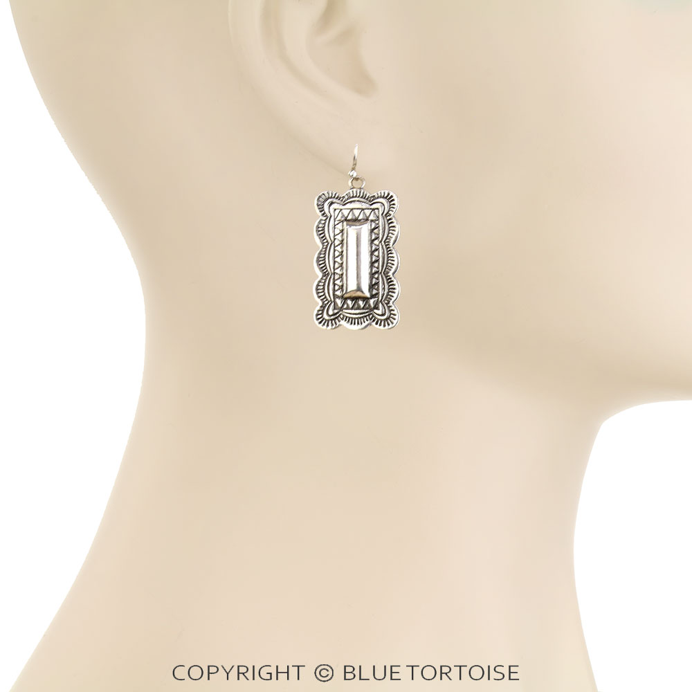 Western Rectangle Concho Dangle Earrings - Image 2
