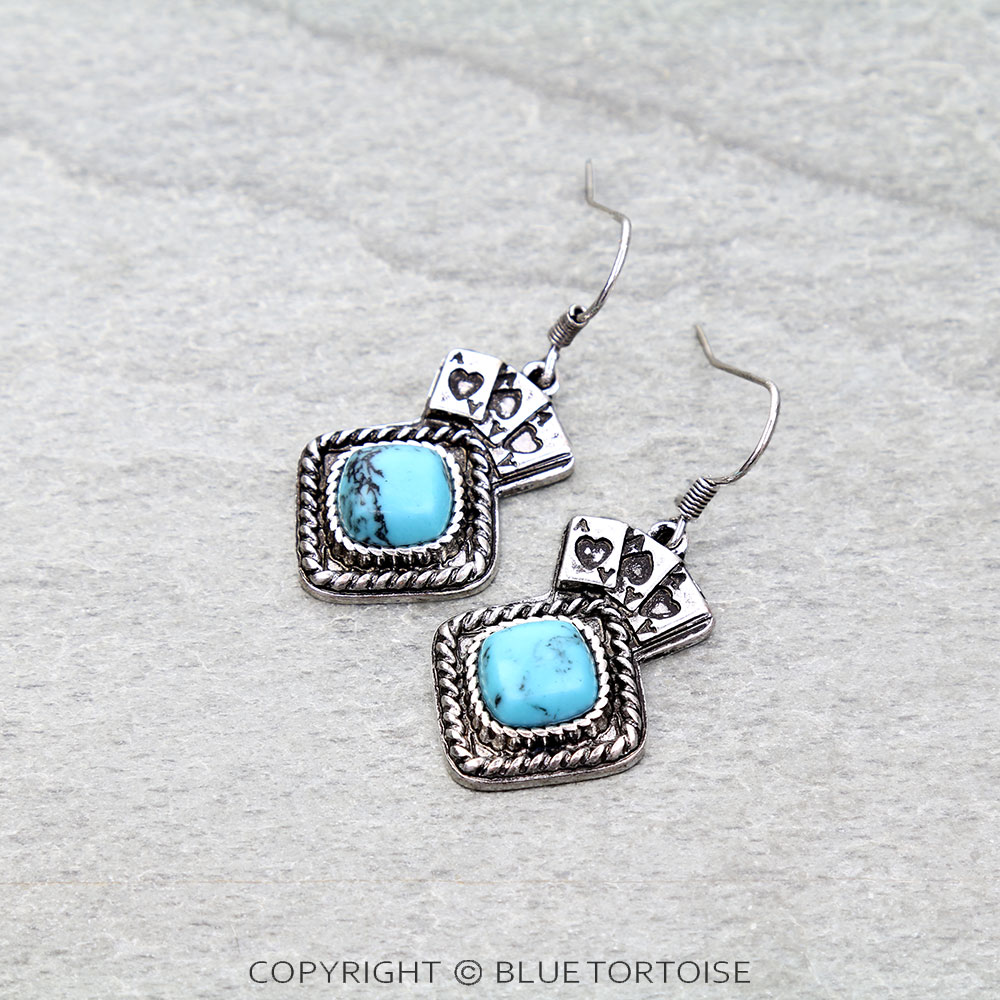 Western Aces Stone Dangle Earrings