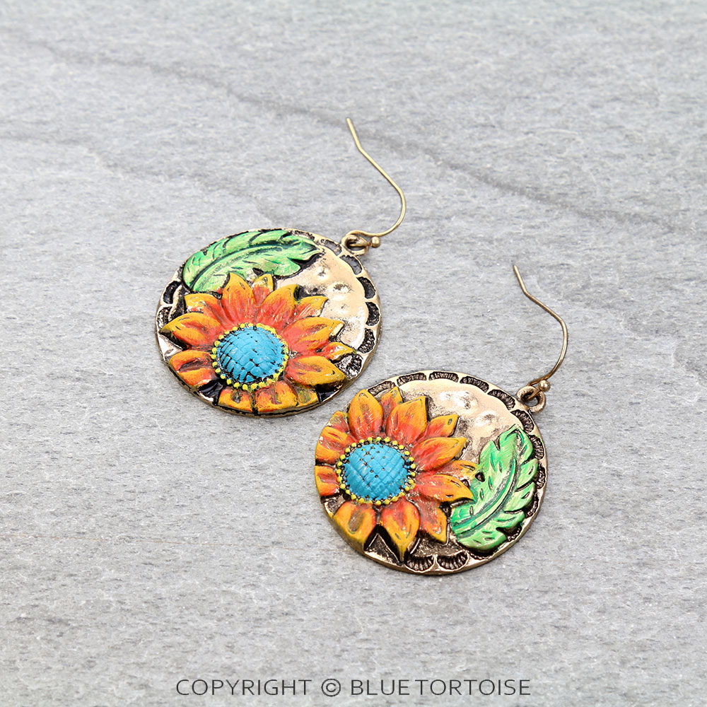 Western Sunflower Dangle Earrings