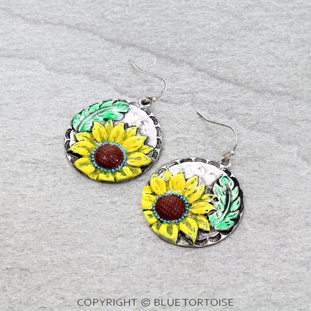 Western Sunflower Dangle Earrings
