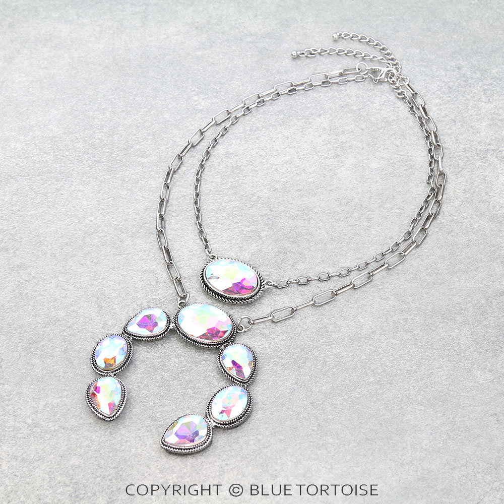 2 Layered Western Squash Blossom Stone Necklace