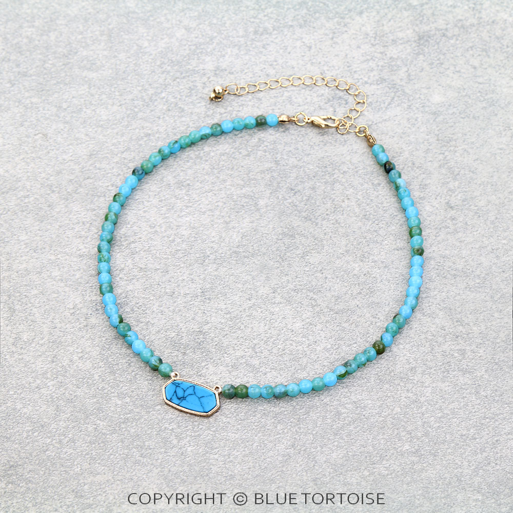 Semi Precious Stone Glass Bead Choker