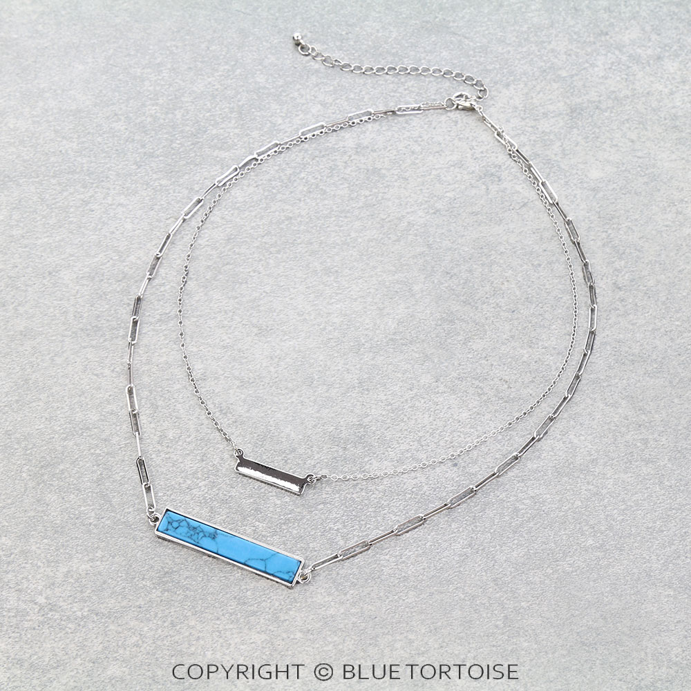 2 Row Semi Precious Stone Bar Necklace
