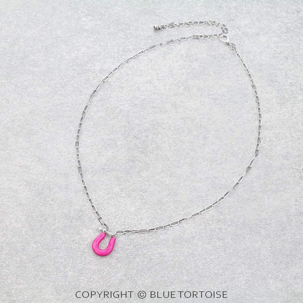 Enameled Horseshoe Link Necklace