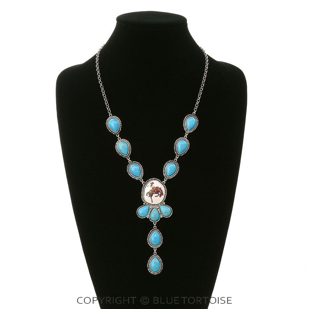 Western Rodeo Print Stone Y Necklace - Image 2