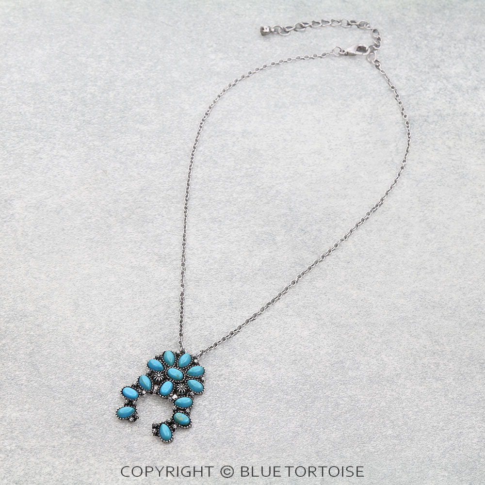 Western Squash Blossom Stone Necklace
