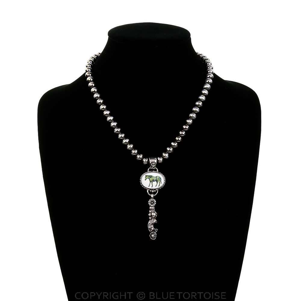 Western Horse Print & Saddle Pendant Necklace - Image 2