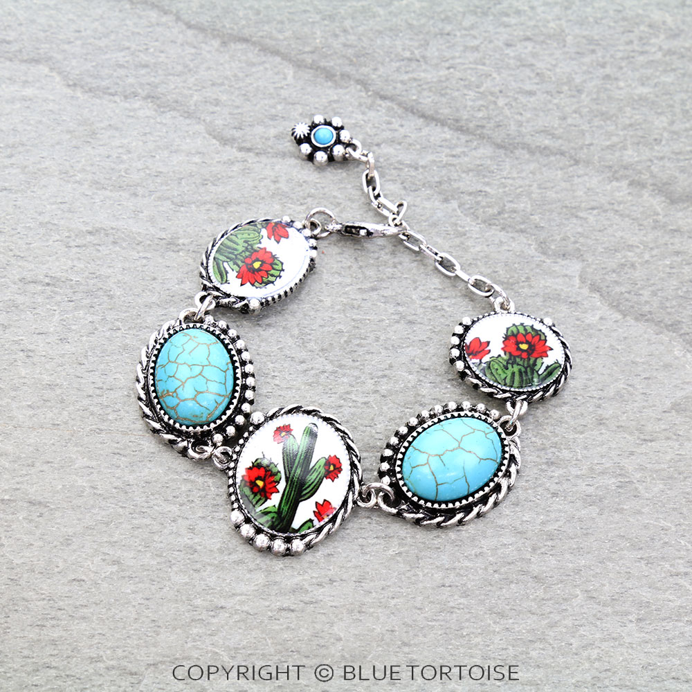 Western Cactus Printing Link Bracelet