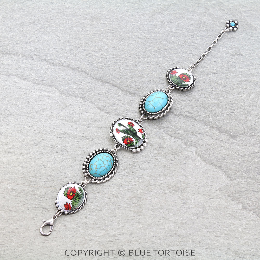 Western Cactus Printing Link Bracelet - Image 2