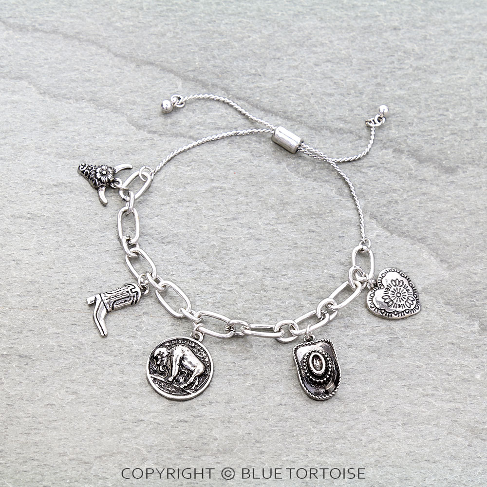 Western Multi Charm Adjustable Bracelet