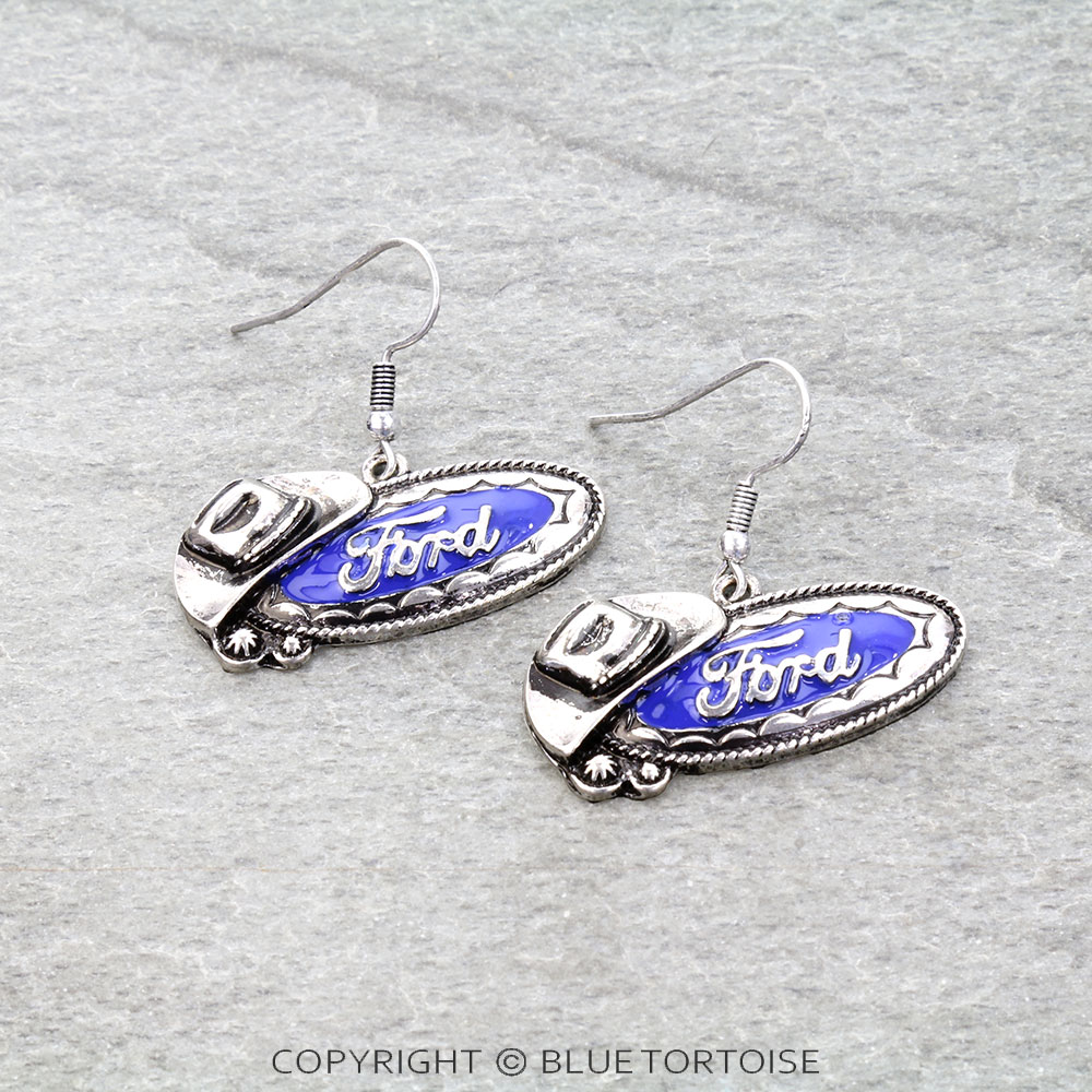 Western Car Logo Dangle Earrings