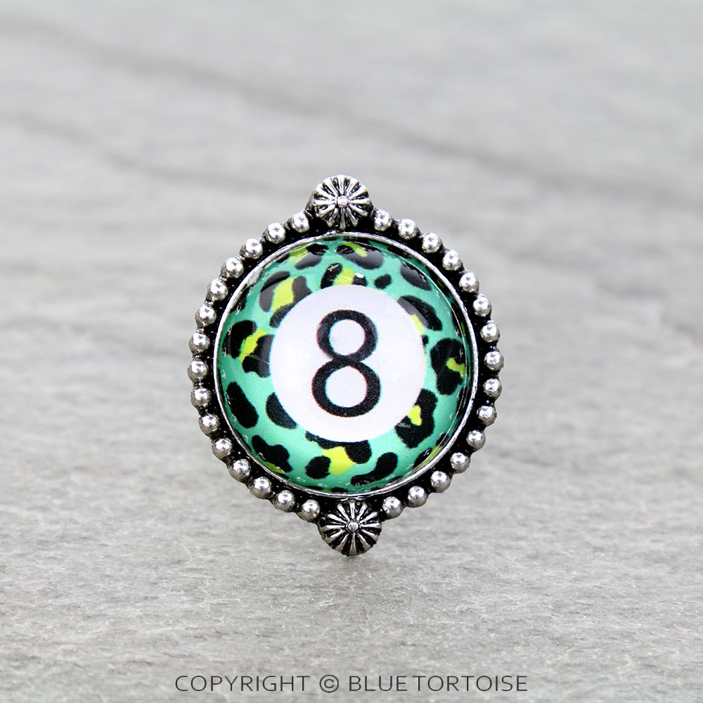 8 Ball Leopard Cuff Ring