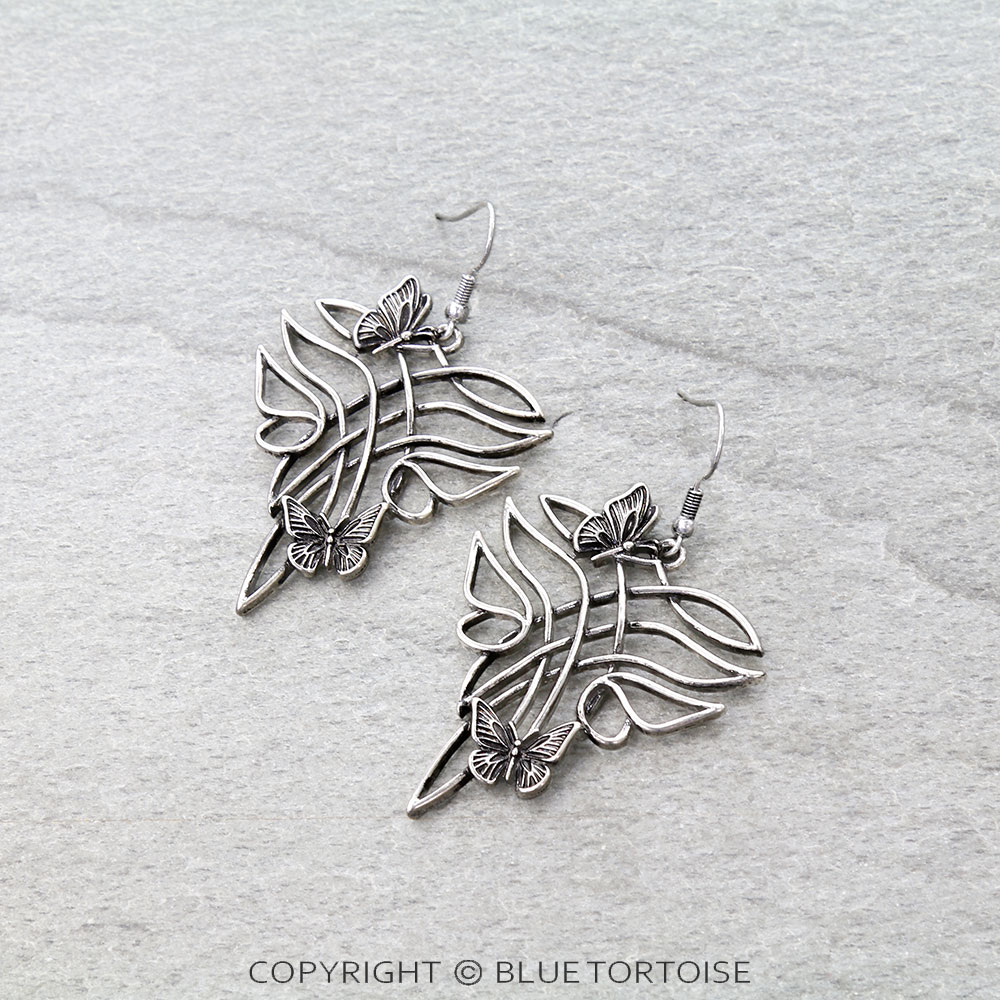 Western Boot Stitch w/ Butterfly Dangle Earrings