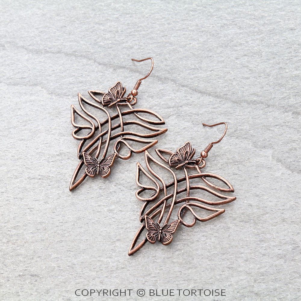 Western Boot Stitch w/ Butterfly Dangle Earrings
