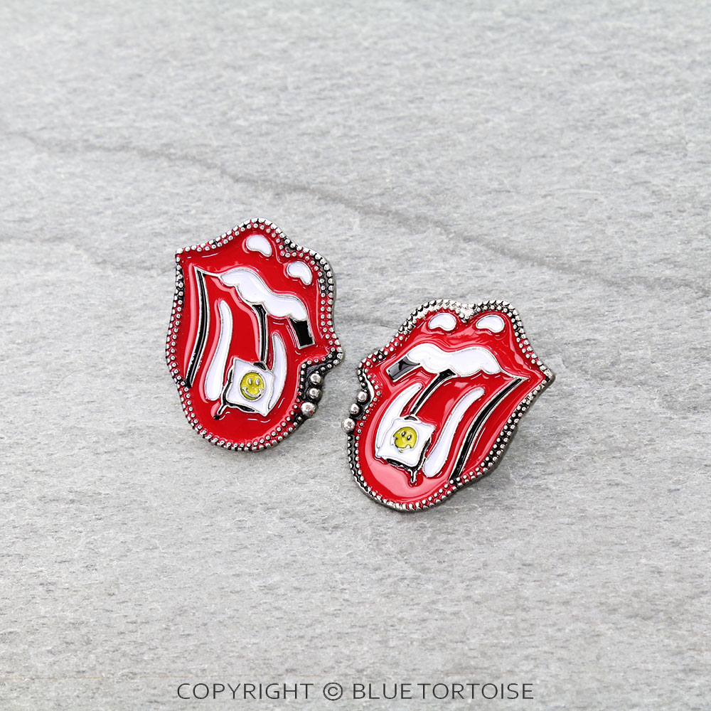 Red Lips & Tongue Stud Earrings