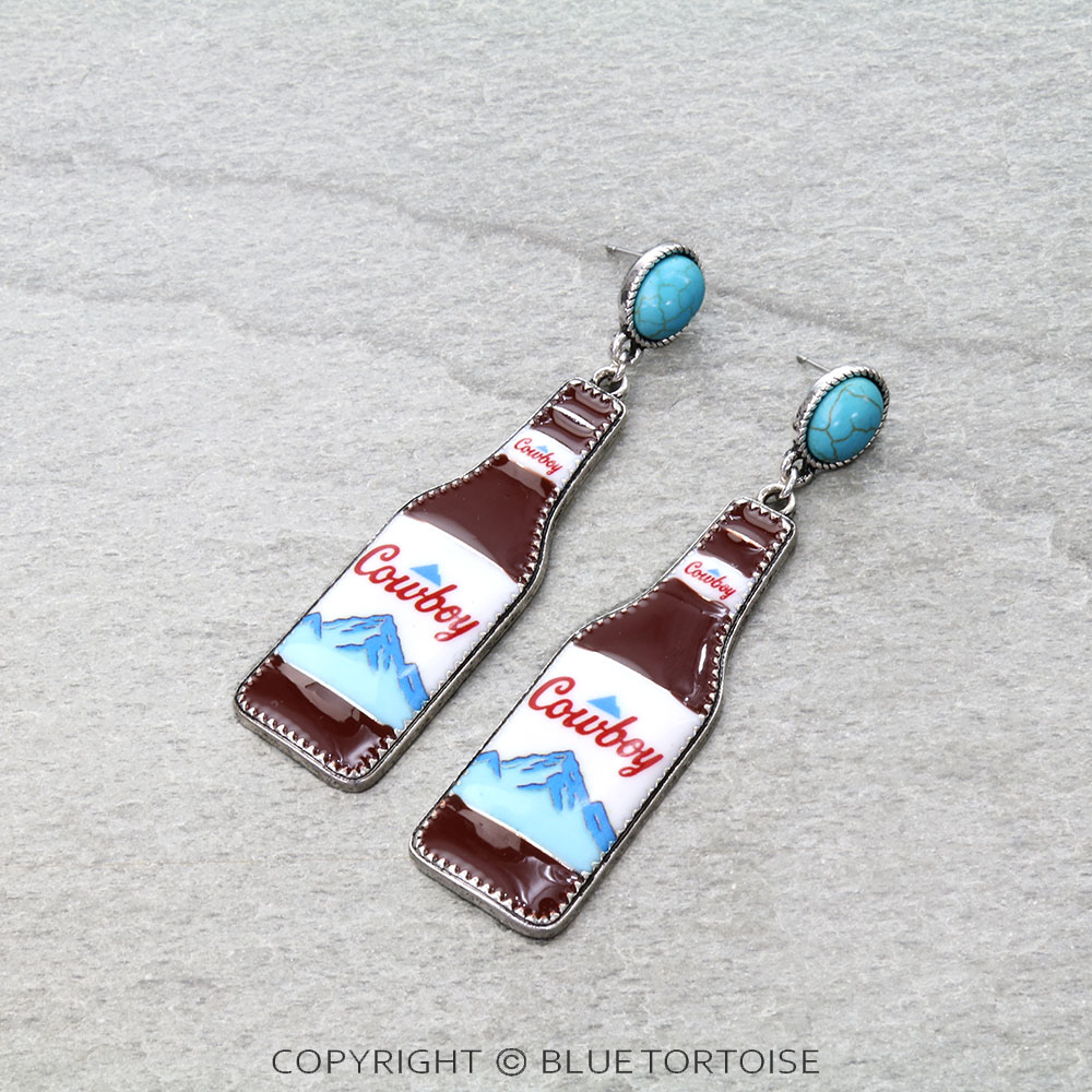Western Cowboy Beer Stud Earrings