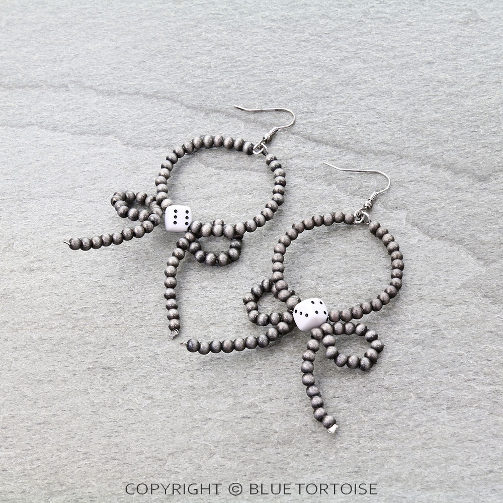 Navajo Style Pearl Bow with Dice Dangle Earrings