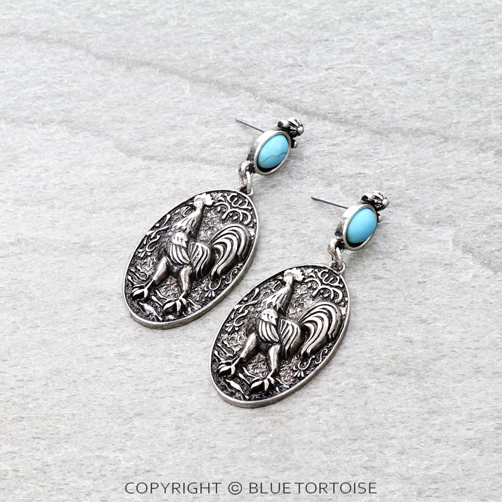 Western Rooster Stud Earrings